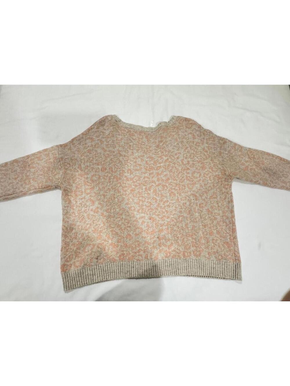Free People Beige Peach Animal Print Boat Neck Alpaca Blend Sweater- Size Small - Picture 4 of 9
